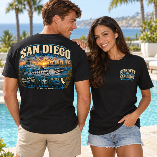 Stay Wet™ San Diego Barracuda Front & Back Graphic T-Shirt