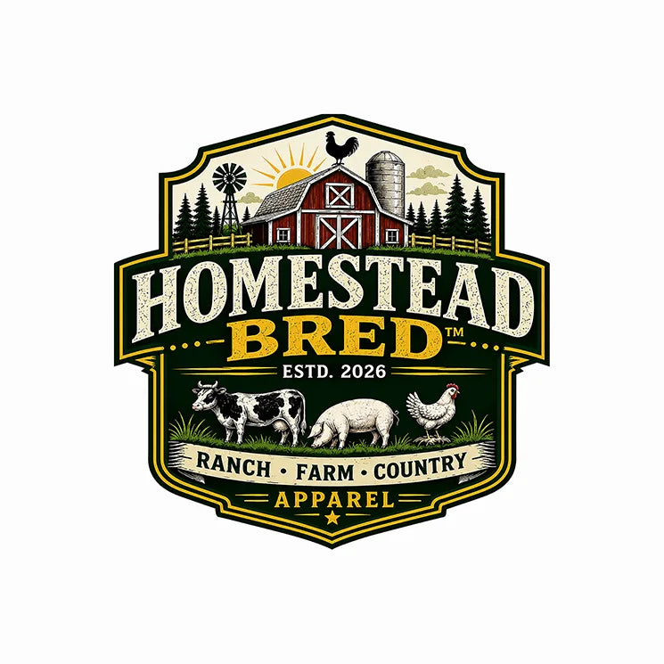 Homestead Bred apparel collection logo for ranch, farm and country lifestyle clothing.