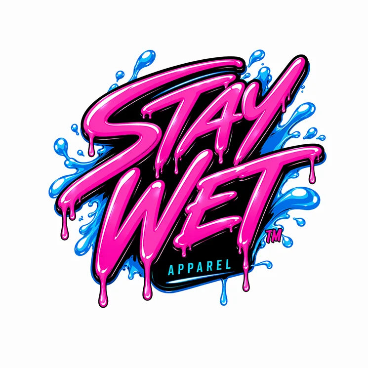 Stay Wet lifestyle apparel collection logo for water, pool, beach and outdoor activities.