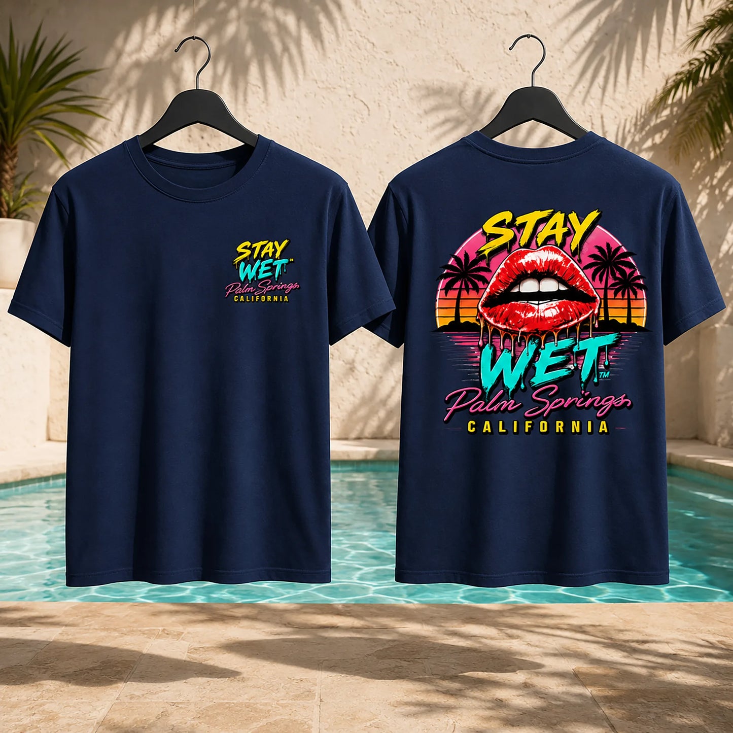 Stay Wet™ Hot Lips at Sunset – Front & Back Tee