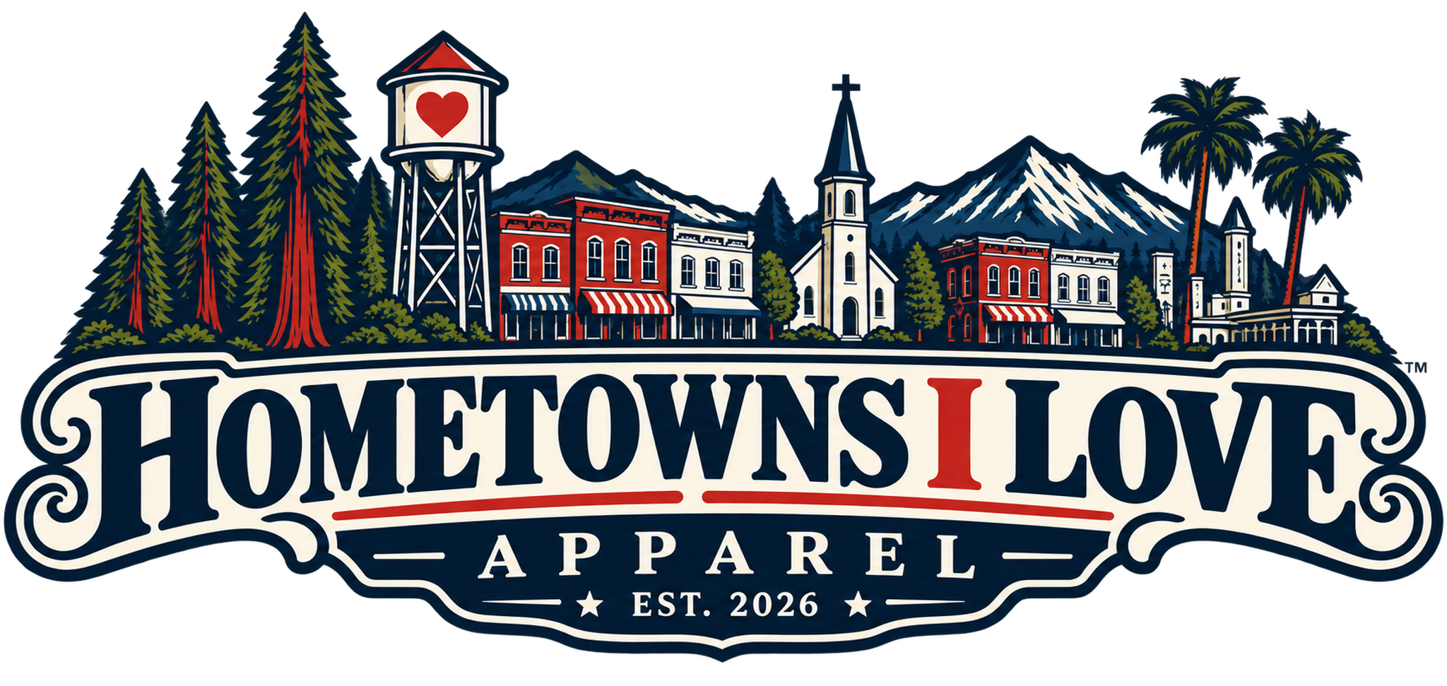 Hometowns I Love Apparel heritage logo